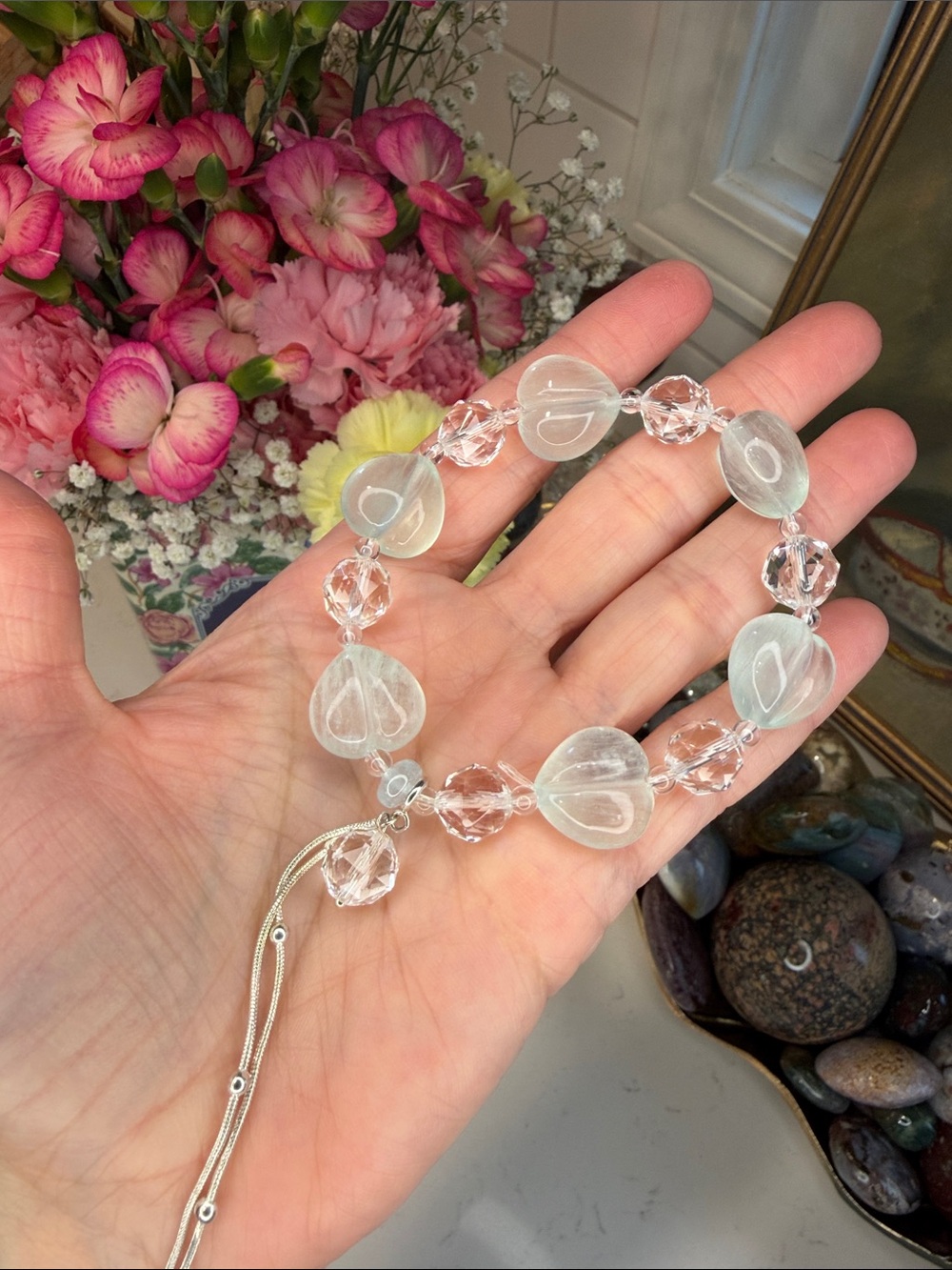 Green Fluorite & Quartz Bracelet: B1262